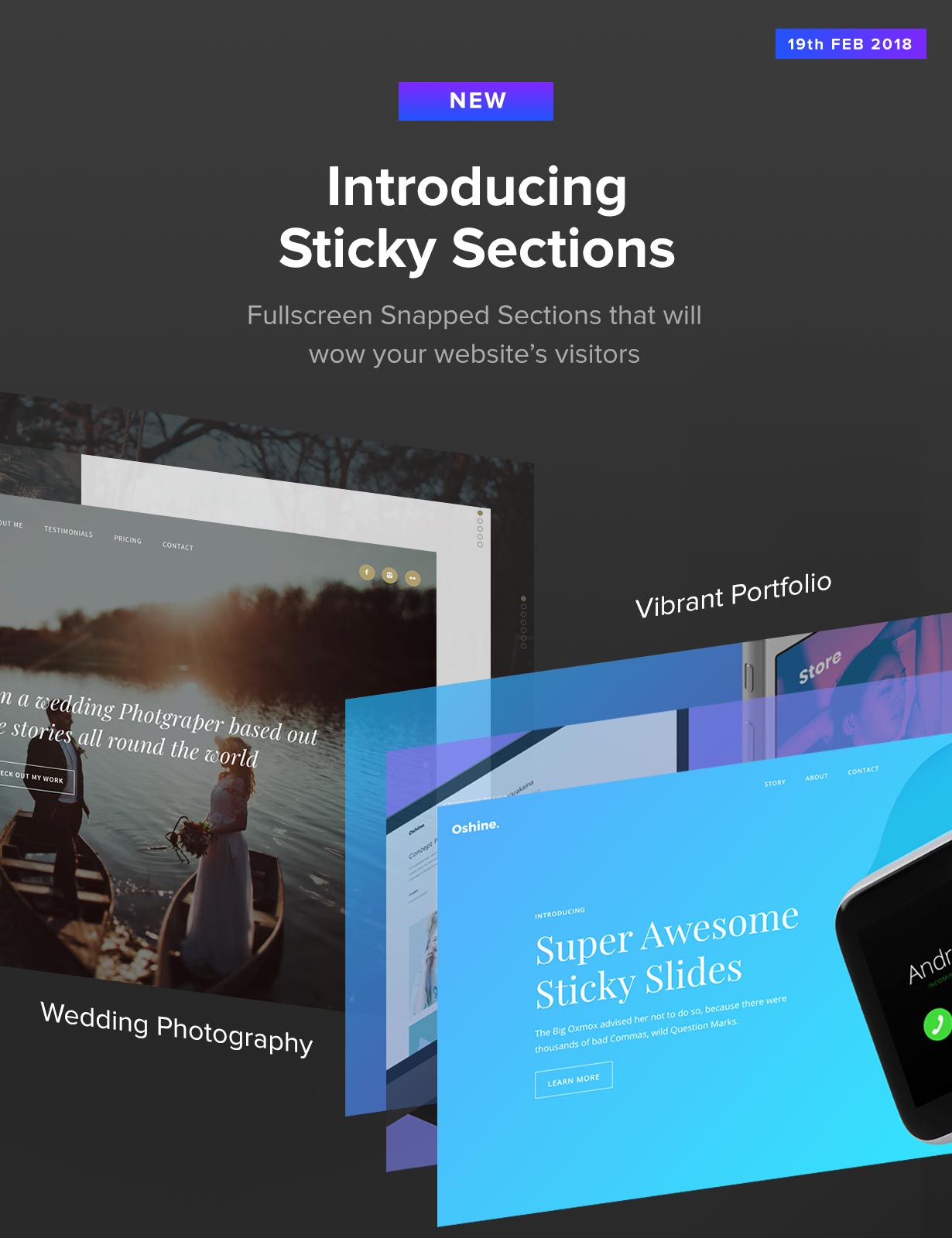 Oshine - Vibrant Portfolio and Wedding Photography Demos featuring the all new sticky sections